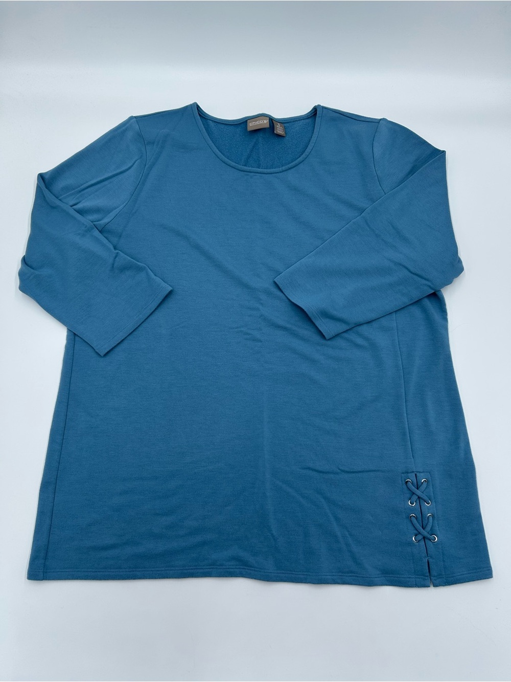Chico's Teal Lace-Up Side 3/4 Sleeve Top 3 (US 18)